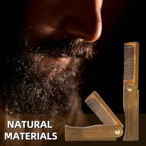 Wooden Beard Moustache Combs Folding Pocket Carving Hair Comb for Men with Adjustable Angle for Grooming Beard and Hair Gift for Husband