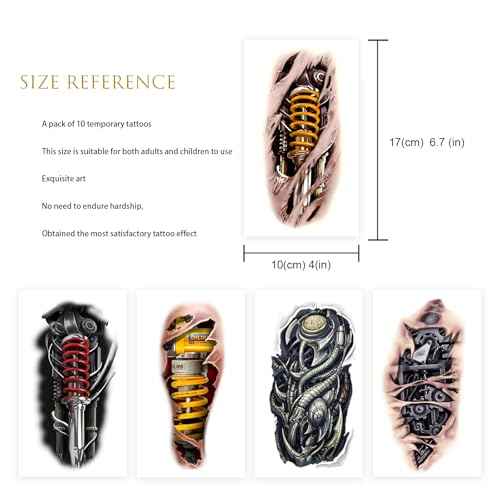 ROARHOWL Very cool machine 3D realistic fake tattoos£¬wound robot makeup Temporary Tattoos for men women (small)