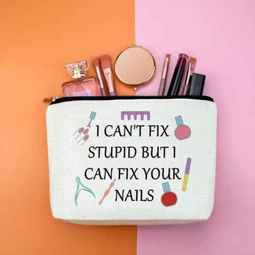 Nail Technician Gift Nail Artist Appreciation Gift for Women Makeup Bag Manicurist Gifts Graduation Gifts Cosmetic Bag Nails Lovers Present Christmas Birthday Present for Her Zipper Travel Pouch