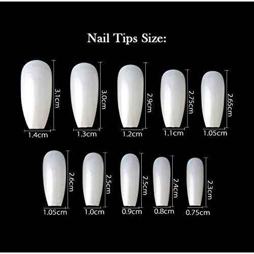 600Pcs Nature Ballerina Fake Nails Coffin Full Cover Acrylic False Nails10 Sizes DIY Nail Art At Home
