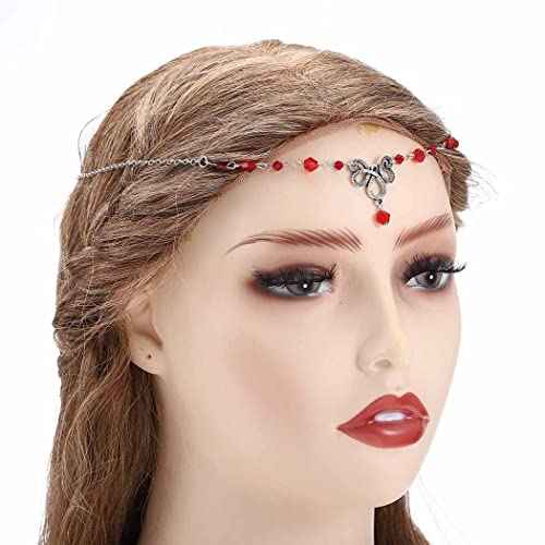 Ursumy Halloween Head Chain with Designed Crytal Pendant Headpieces Vintage Head Jewelry Hair Accessories for Women