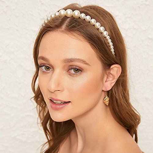 WOVOWOVO Pearl Headbands for Women 8 Pack, White Faux Pearls Hairband Gold Metal Headband Butterfly Flower Hairbands, Bridal Hair Hoop Party Wedding Hair Accessories for Girls