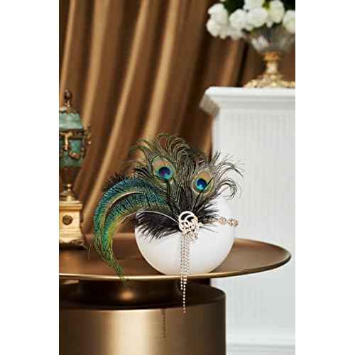 BABEYOND 1920s Flapper Headpiece Headband - Roaring 20s Great Gatsby Feather Headband 1920s Flapper Gatsby Accessories