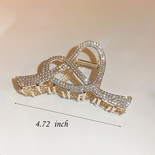 Rhinestone Hair Clips For Women£¬4inch Crystal Hair Catch Barrette Metal Jaw Clamp For Girls£¬Fancy Rhinestone Claw Fashion Hair Accessories For Lady'S Gift