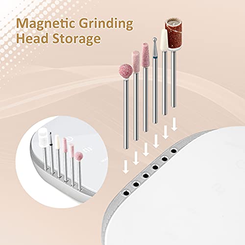 Madenia Professional Nail Drill Machine for Acrylic Nails, 35000RPM Compact Cute Electric Nail Drills with Touch Screen Efile Nail Drill E File Kit for Salon Home Manicure Pedicure Use, Pink