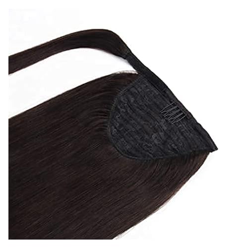 ABH AMAZINGBEAUTY HAIR Remy Human Hair Extensions Ponytail for fashion Women, Wrap in Easy to Use, 80 Gram, Dark Brown 2 Color, 16 Inch