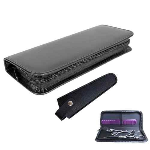 2Pcs Scissor Case Leather Shears Cover for Hairstylists Travel and Hair Stylist Scissors Holder with Zipper Pouch Protective Carrying Bag for Hairdressers Shear Cases for Traveling Hair Tools