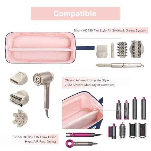 Leudes Hair Tools Travel Bag for Shark Flexstyle Carrying Case Portable Shark Hair Air Wrap Dryer Case Waterproof Dustproof Flat Curling Iron Travel Organizer (Blue)