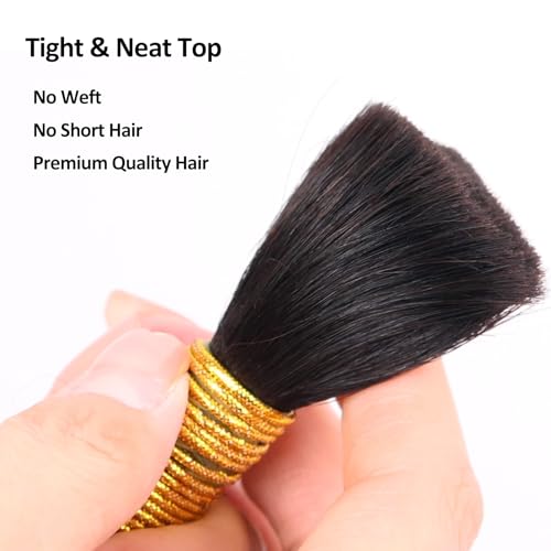 Human Braiding Hair for Boho Braids, 100% Virgin Human Hair No Chemical Processing, Black Bulk Human Hair for Braiding Small Knotless Braids Bohemian Style (Black - Deep Wave, 150g - 16 Inch)
