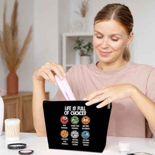 Pickleball Gifts Makeup Bag, Life is Full of Choices Cosmetic Bag for Purse, Pickleball Accessories Women, Birthday Gifts for Dickleball Lover Female Girls Her Sister Daughter