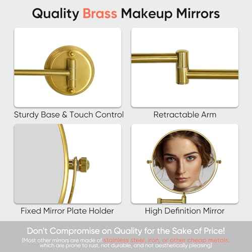 GURUN 8" Wall Mounted Makeup Mirror with 10X Magnification,Two-Sided Swivel Bathroom Mirror,Brushed Gold Finish M1306GJ(8",10X)