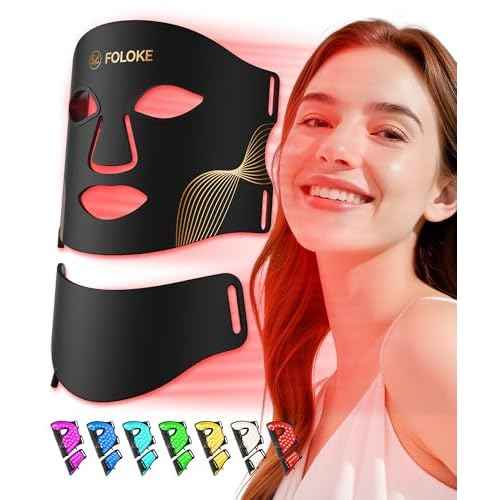 FOLOKE LED Light Therapy Mask Skin Care, 103 3-in-1 Fusion LED Beads, LEDs face mask & neck mask Infrared Red - Wavelength for Home Use, ? Advanced Skincare Made Easy(Licorice)