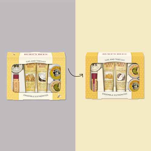 Burt's Bees Gifts Ideas - Tips and Toes Set, 6 Travel Size Products in Gift Box - 2 Hand Creams, Foot Cream, Cuticle, Hand Salve and Lip Balm