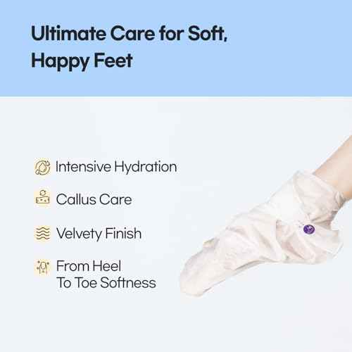 Epielle Intensive Repairing Foot Mask 6 Pairs, Deep Moisturizing Socks for Dry, Cracked Feet, Self Care Gifts for Women, Spa Kit, Stocking Stuffers, Thanksgiving Essentials