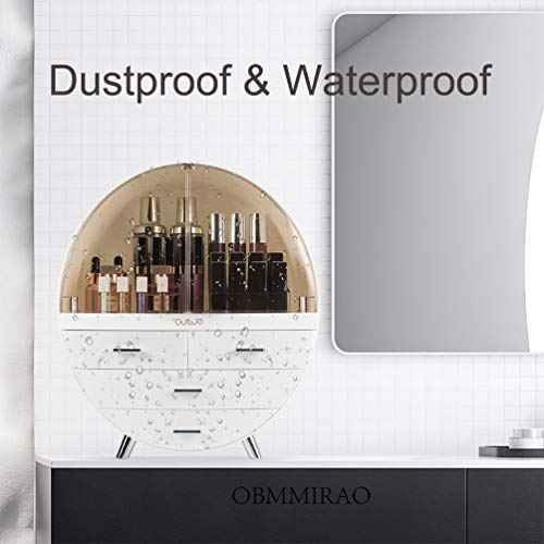 Elegant Dustproof Makeup Storage Organizer Box, Waterproof Large Cosmetics Organizer Storage with Drawers Skincare Cosmetic Display Cases for Countertop Bathroom Dresser Dedroom