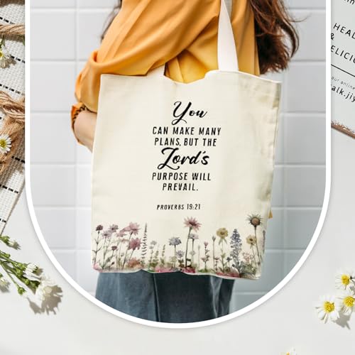 Locmeo 20 Pcs Christian Gift Women Including 10 Bible Verse Tote Bags 10 Christian Makeup Bags Christmas Inspirational Religious Scripture Gifts for Church Xmas Valentine(Classic)