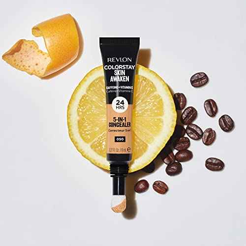 Revlon ColorStay Skin Awaken 5-in-1 Concealer, Lightweight, Creamy Longlasting Face Makeup with Caffeine & Vitamin C, For Imperfections, Dark Circles & Redness, 005 Fair, 0.27 Fl Oz