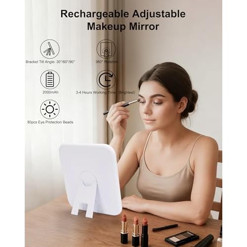 Relavel Makeup Bag with LED Mirror, Dual Layer Cosmetic Train Case with Light up Mirror Large Travel Makeup Artist Organizer Bag for Women with Adjustable Dividers & Nail Polish Organizer, Black