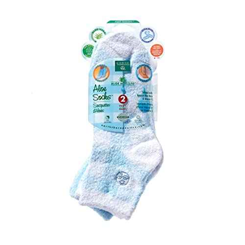 Earth Therapeutics Aloe Vera Socks ? Infused with Natural Aloe Vera & Vitamin E ? Helps Dry Feet, Cracked Heels, Calluses, Dead Skin - Use with Your Favorite Lotions - Blue Plaid
