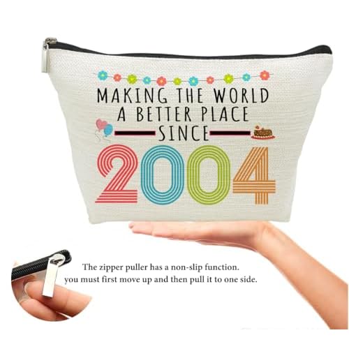 21st Birthday Gifts for Women, Funny 21 Year Old Gift Makeup Bag, 2004 21st Birthday Makeup Bags for Her, Mom, Aunt, Wife, Sister, Coworker, Friend, Making The World a Better Place Since 2004