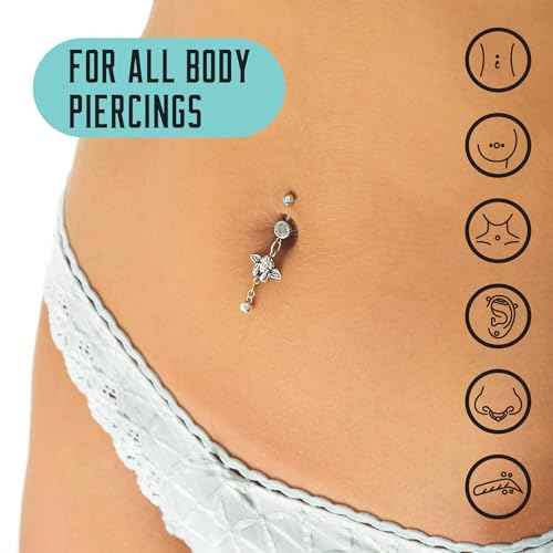 BASE LABORATORIES Piercing Aftercare Spray 4oz | Saline Spray for Piercings | Ear Piercing Cleaner Spray | Saline Solution for Piercings | Piercing & Keloid Bump Removal for Ears, Belly Nose Piercings