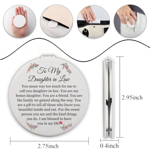 PLITI Daughter in Law Gift to My Daughter in Law Wedding PU Leather Compact Mirror from Mother in Law Father in Law (Daughter in Law LCM)