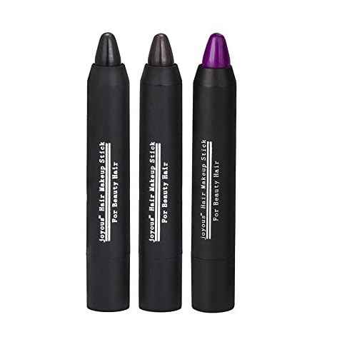 Professional Hair Chalk Temporary Hair Dye Non-toxic Hair Color Crayon Cover White Hair Color Patch (3packs-black-dark Brown-purple)