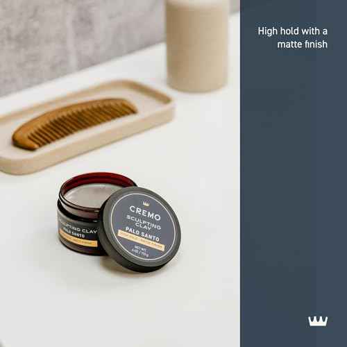 Cremo Premium Barber Grade Hair Styling Palo Santo (Reserve Collection) Sculpting Clay, High Hold, Matte Finsh, 4 Oz