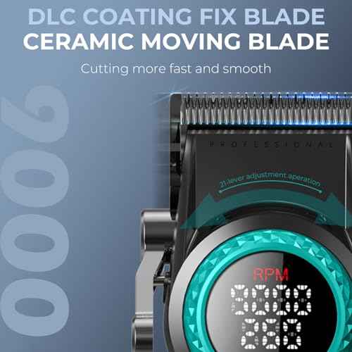 VGR 001 Professional Hair Clippers for Men, Cordless Barber Clippers for Hair Cutting, Carbon Steel Blade Hair Trimmers for Barbers, 9000RPM, LED Display, Black