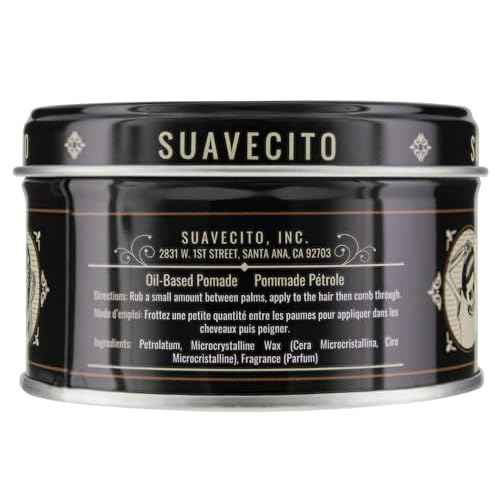 Suavecito Oil Based Pomade 3 oz Tin Can - Original Scent Hair Styling Long Lasting Hold, Healthy High Shine, For All Hair Types - Smooth Slickback To Pompadour Rockabilly Style Grease