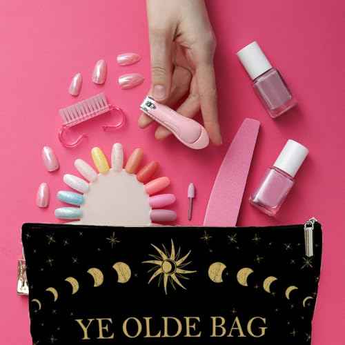 Witchy Gifts for Women, Ye Olde Bag of Witchy Sht Makeup Bag, Witch Stuff Birthday, Halloween Cosmetic Bag with Zipper (Black)