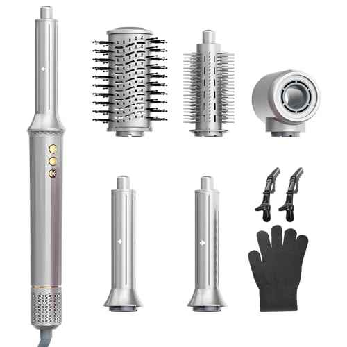 JIGGL 5-in-1 Hot-Air Brush Styler & Dryer - No Heat Damage Auto Wrap Multistyler - 110,000 High Speed Fast Drying Blow Dryer Brush Set - Airbrush Hair Styler & Air Curler for Women Gray