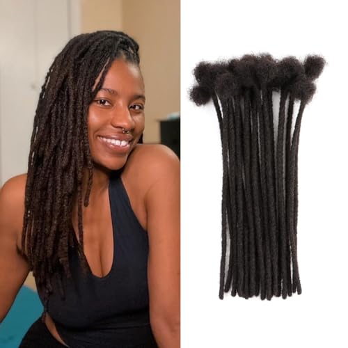 0.4cm Thickness Real Human Hair Dreadlock Extensions for Men/Women 10 Inch 60 Strands Full Handmade Permanent Locs Extensions Human Hair Can Be Dyed and Bleached