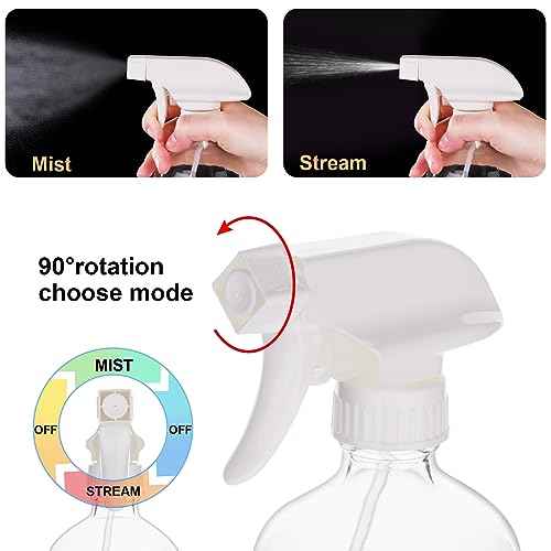 Glass Spray Bottles for Cleaning Solutions, 16oz Reusable Clear Empty Mist Spray Bottle with Silicone Sleeve for Hair, Plants and Essential oils 2 Pack