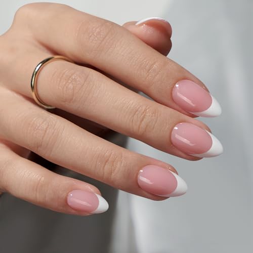 BTArtboxnails XCOATTIPS French Nail Tips - Short Almond Nail Tips with Nail Gel, French Protecing Duo, Nail Lamp, All in One Soft Gel French Tip Press on Nails Gel Extension Christmas Gift