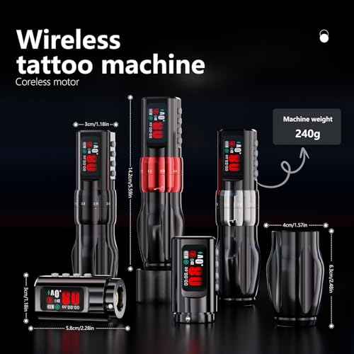 BIGWASP Z4 Wireless Rotary Tattoo Machine Pen with 6 Adjustable Stroke Lengths, 1800mAh Long-Lasting Battery, Powerful Coreless Motor, Ideal for Professional Tattoo Artists - Black