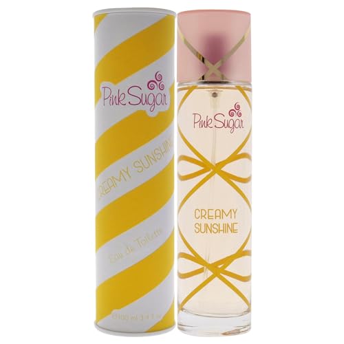 Pink Sugar Creamy Sunshine Fragrance for Women, Eau de Toilette Perfume, Body Mist, Hair Perfume, Floral + Fruity Scent, Notes of Coconut Milk, Mimosa, Vanilla, and Caramel