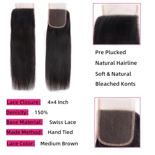 10 inch 12 inch with 12 inch closure Short Human Hair Bundles Natural Color 4 Bundles With Closure 10A Brazilian Virgin Hair 100% Unprocessed Straight Human Hair Bundles