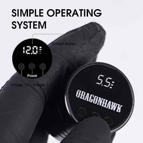 Dragonhawk Atom Wireless Tattoo Gun Pen Machine Kit - Complete Beginner Tattoo Kit with 20 Cartridge Needles, Battery Power Supply for Lining Shading