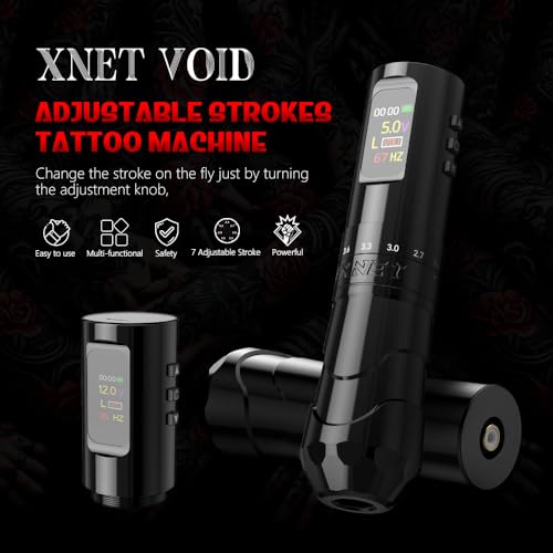 Xnet Void Tattoo Machine, Rotary Tattoo Pen Machine with 7 Adjustable Stroke, Professional Tattoo Guns with Powerful Coreless Motor for Tattoo Artists