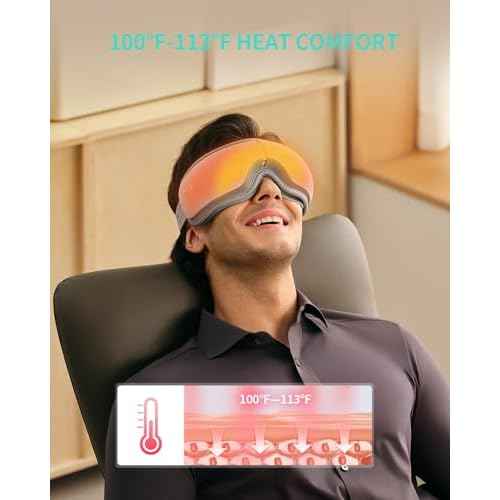 SKG Eye Massager with Heat & Music, Foldable Eye Mask for Migraine & Strain, 5 Massage Modes, Perfect Relaxation Birthday Gifts for Dad, Mom, Men, Women