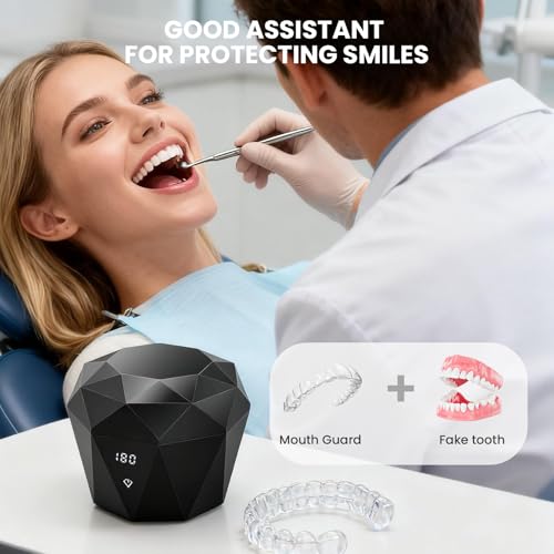 15W Ultrasonic Retainer Cleaner with 2 * 2000mAh Rechargeable Battery, LUMYSPACE 43¡¾5KHz Denture Cleaner Machine, Digital Timer & U-V-C Lights for Braces Night Guard Mouthguard Aligners Jewelry