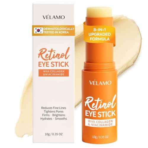 VELAMO ADVANCED Retinol Eye Balm Stick: Made in Korea, Travel Essentials, Upgraded 8-in-1 Formula with Collagen, Niacinamide & Peptides ? Under Eye Cream for Dark Circles, Puffiness & Wrinkles 0.35oz