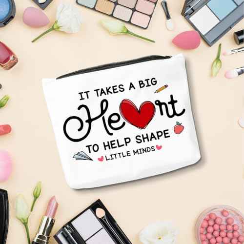 Teacher Gifts, Teachers Appreciation Gifts, Teacher Gifts for Women, It Takes A Big Heart to Help Shape Little Minds Makeup Bag, Teacher Birthday Gifts, Gifts for Teachers Women Cosmetic Bag