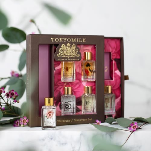 TOKYOMILK Eau de Parfum Discovery Set, 6 Alluring 0.23 fl oz Fragrance Bottles, Luxury Long-Lasting Mini-Perfume Sampler for Women, Exciting Scented Feminine Holiday Gift Set
