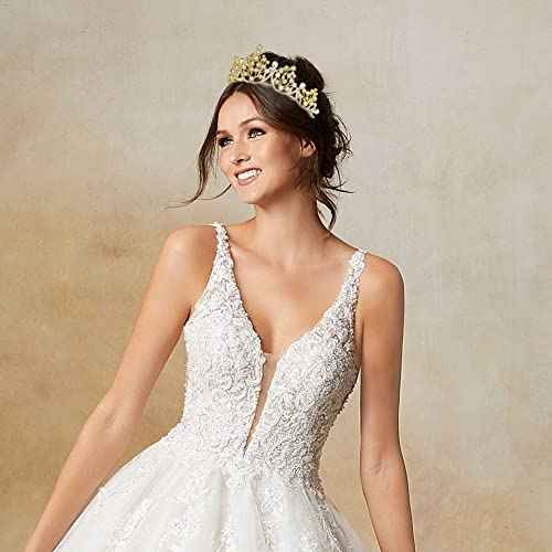 Crowns for Women, Gold Tiaras w/Crystal - Baroque Headband for Bride Bridal Princess Queen Flower Girl Birthday Halloween Cosplay Costume Party Wedding Prom Quinceanera Pageant Homecoming