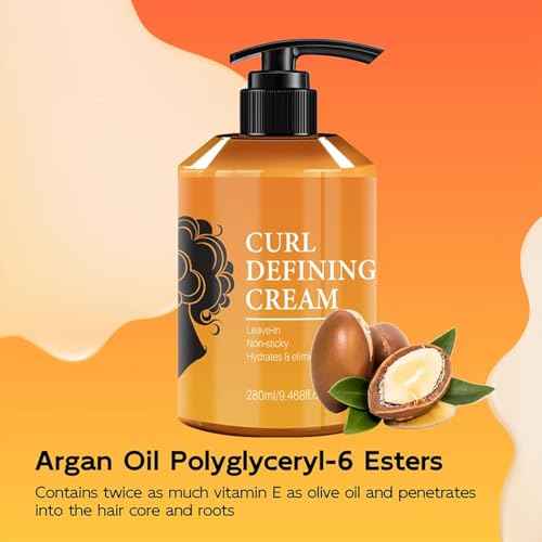 Curl Defining Cream, Anti Frizz Curling Cream to Define All Natural Curl Types and Textures Moisturizing Long-Lasting Styling (1 Pcs)