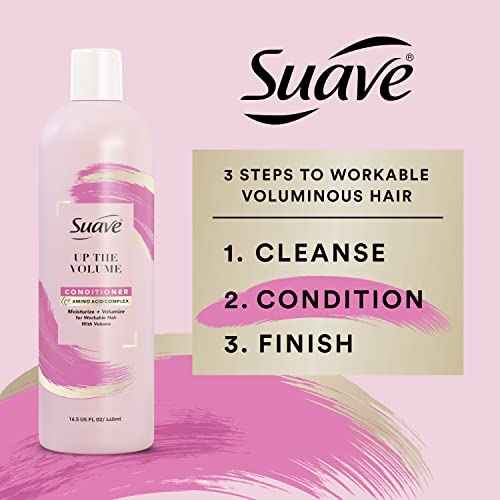 Suave+ Pink Up The Volume Volumizing Conditioner For Volumized Hair Volumizing Volume Conditioner With Amino Acid Complex 16.5oz