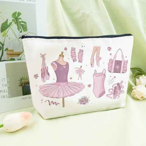 Dance Makeup Bag Ballet Accessories for Teen Girls Sister Teacher Gifts for Dancers Cosmetic Bags