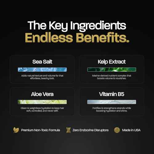 BASED Sea Salt Spray, Natural Finish Sea Salt Spray for Hair, Volumizes & Texturizes, Infused with Kelp & Vitamin B5, Light & Non-Greasy, Paraben, Sulfate, Phthalate Free, 6.8 oz (Pack of 1)